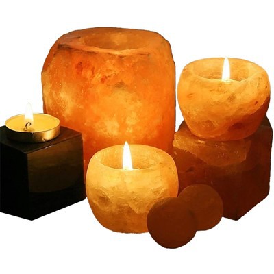 Tempat Lilin Garam Himalaya Bentuk Alami
